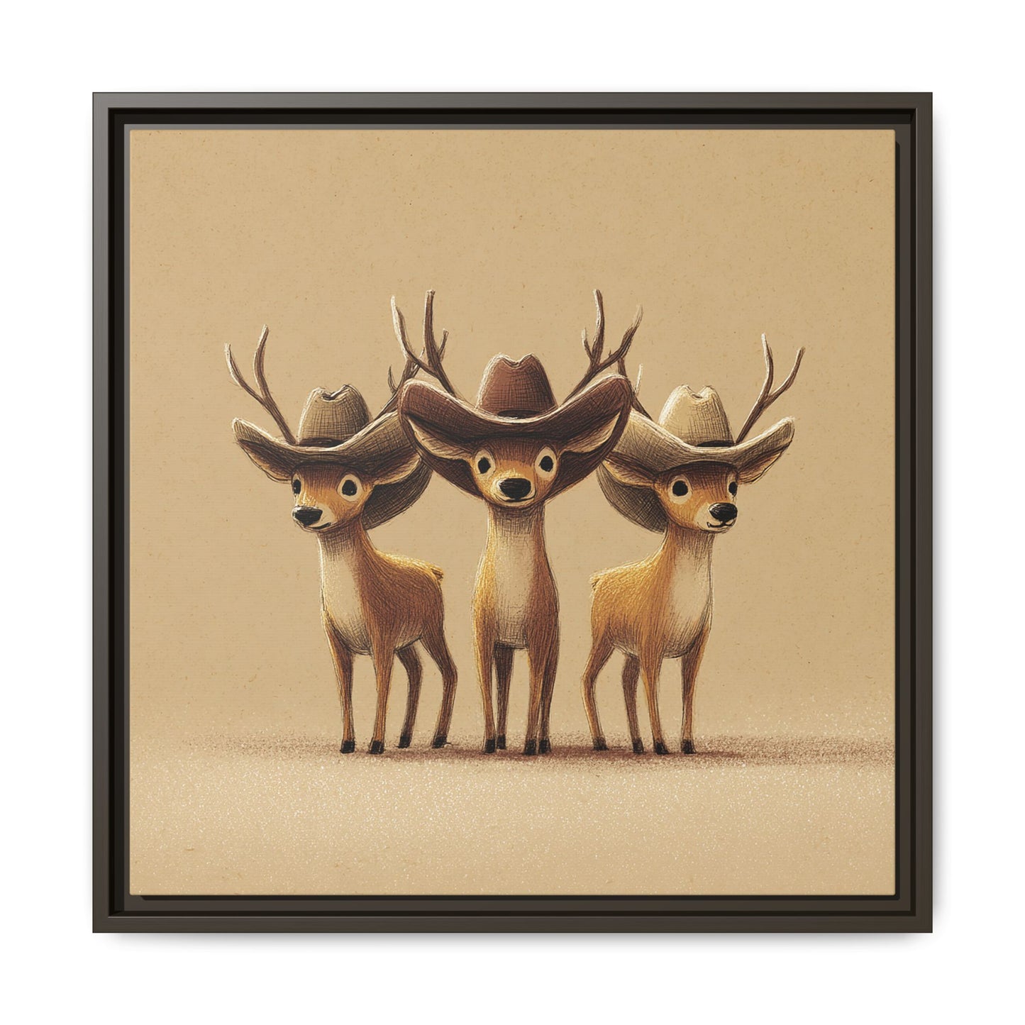 Cowboy Reindeers Christmas Framed Canvas Wall Art