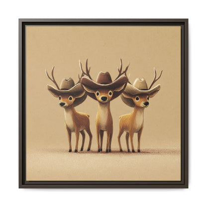 Cowboy Reindeers Christmas Framed Canvas Wall Art