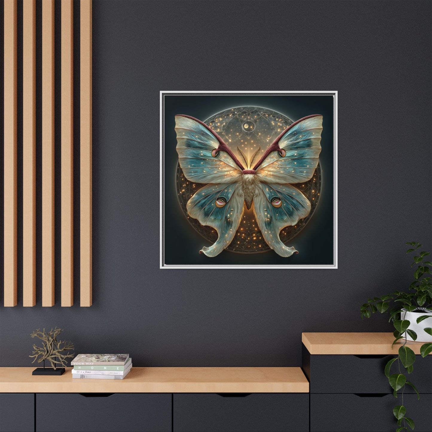 Luna Moth Square Framed Canvas Wall Art