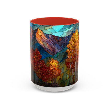 Autumn Mountain Stained Glass Effect Coffee Mug