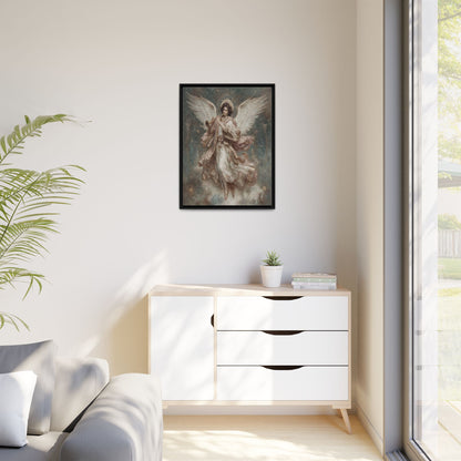 Archangel Playing Trumpet Framed Canvas Wall Art