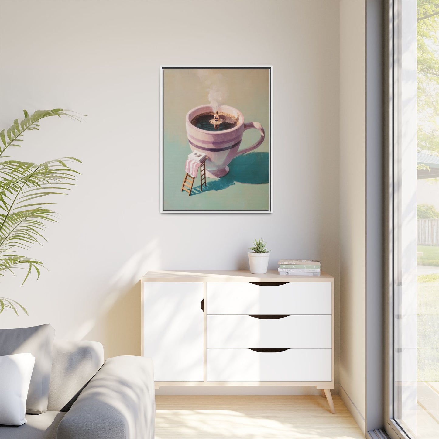 Funny Coffee Lover Framed Canvas Wall Art