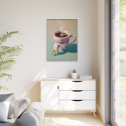 Funny Coffee Lover Framed Canvas Wall Art