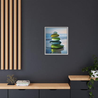 Calming Green Stones Framed Canvas Wall Art