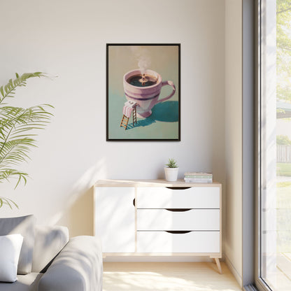 Funny Coffee Lover Framed Canvas Wall Art