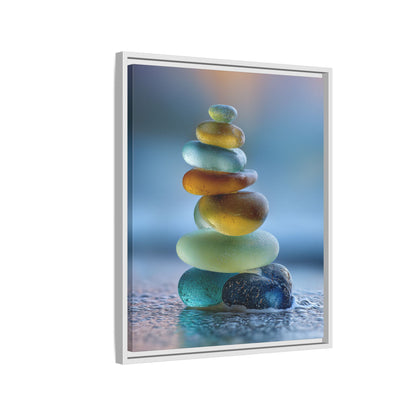 Calming Green Stones Framed Canvas Wall Art