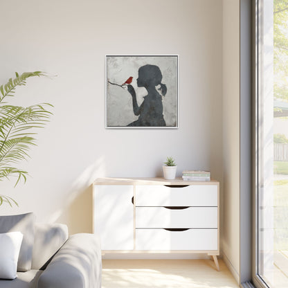 Child silhouette Square Framed Canvas Wall Art