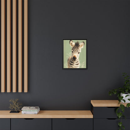 Baby Zebra Nursery Framed Canvas Wall Art