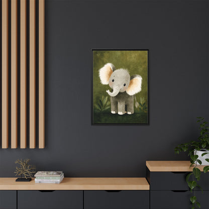 Baby Elephant Nursery Framed Canvas Wall Art