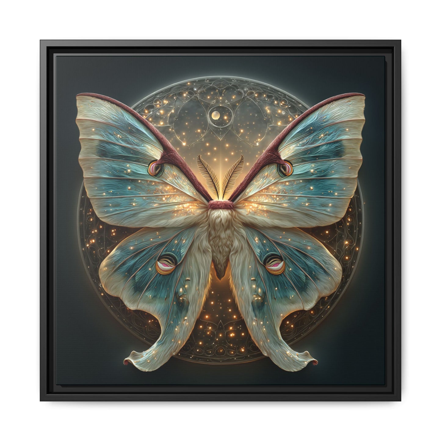 Luna Moth Square Framed Canvas Wall Art