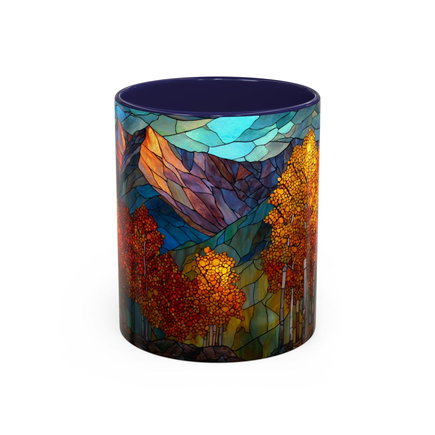 Autumn Mountain Stained Glass Effect Coffee Mug