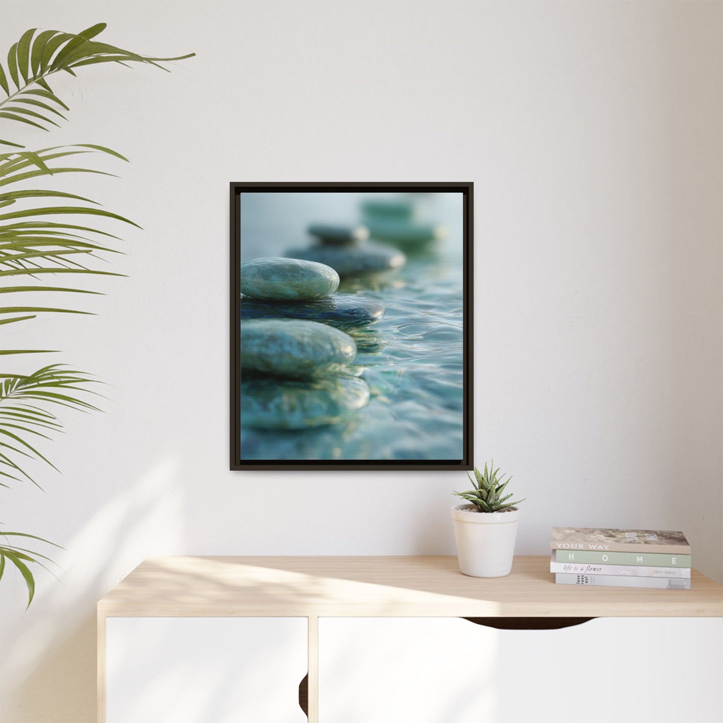 Stone Framed Canvas Wall Art- Zen Wall Decor