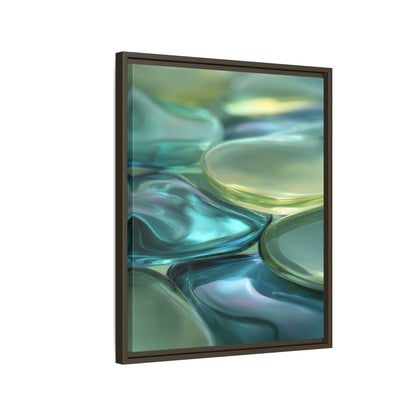 Abstract Green Stones Framed Canvas Wall Art
