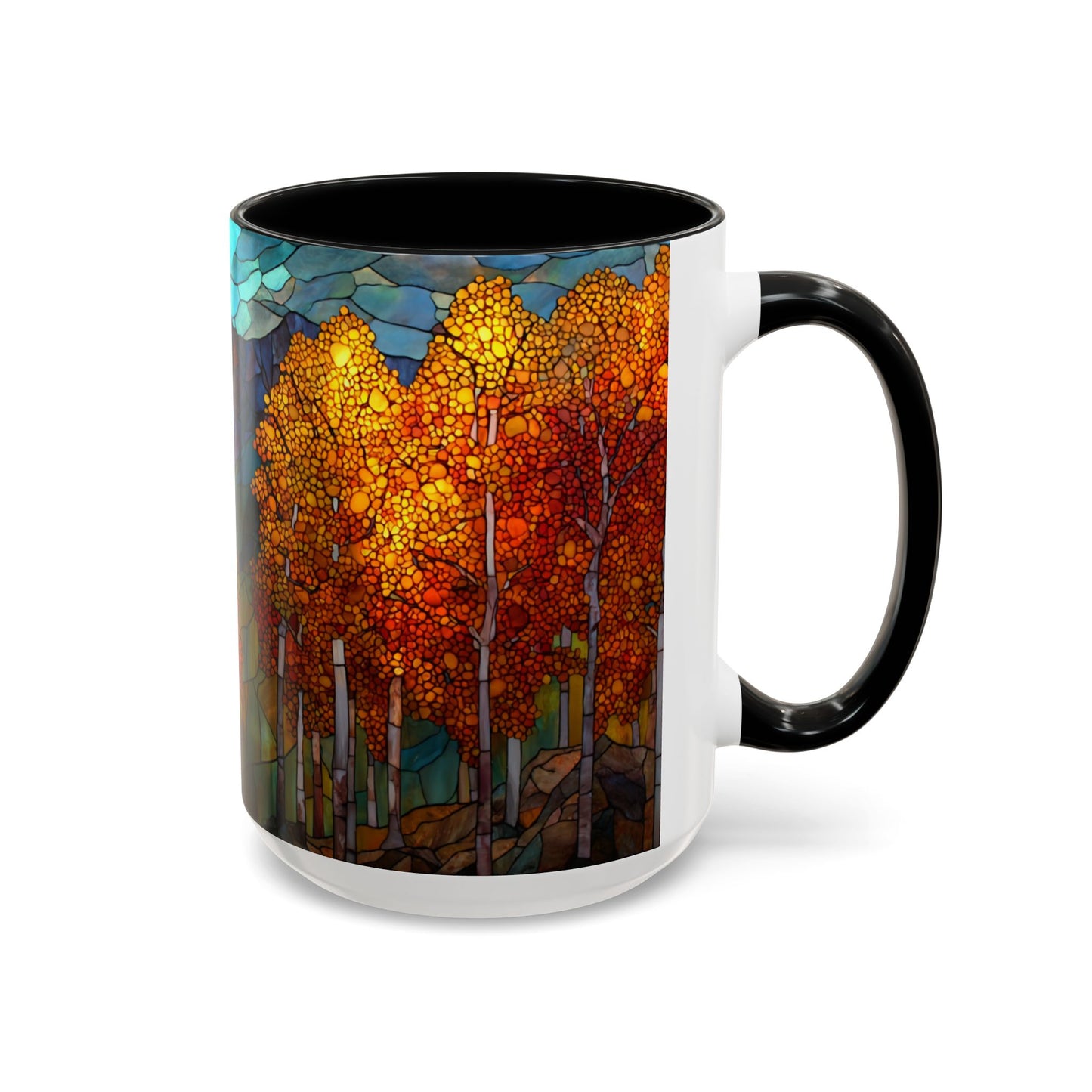 Autumn Mountain Stained Glass Effect Coffee Mug