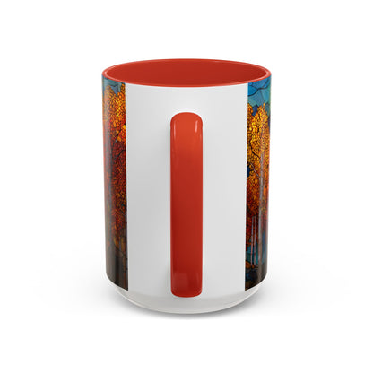 Autumn Mountain Stained Glass Effect Coffee Mug