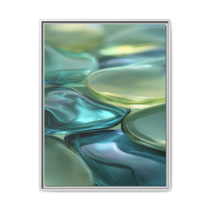 Abstract Green Stones Framed Canvas Wall Art