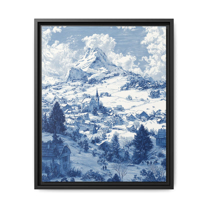 Countryside Blue Toile de Jouy Framed Canvas Wall Art