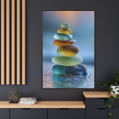 Calming Green Stones Framed Canvas Wall Art