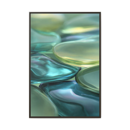 Abstract Green Stones Framed Canvas Wall Art