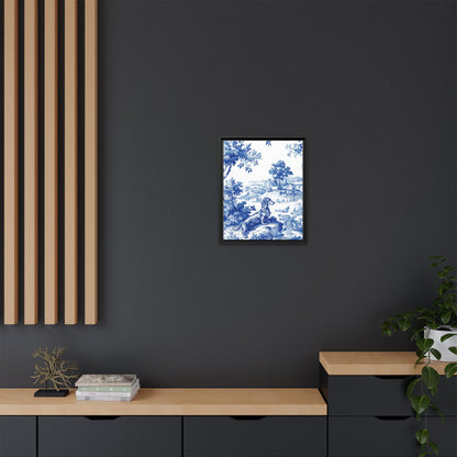 Dachshund Toile Abstract Framed Canvas Wall Art