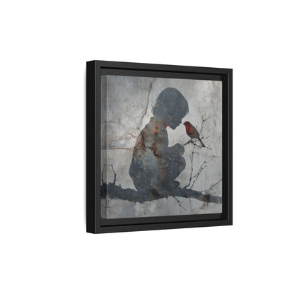 Child Silhouette Square Framed Canvas Wall Art