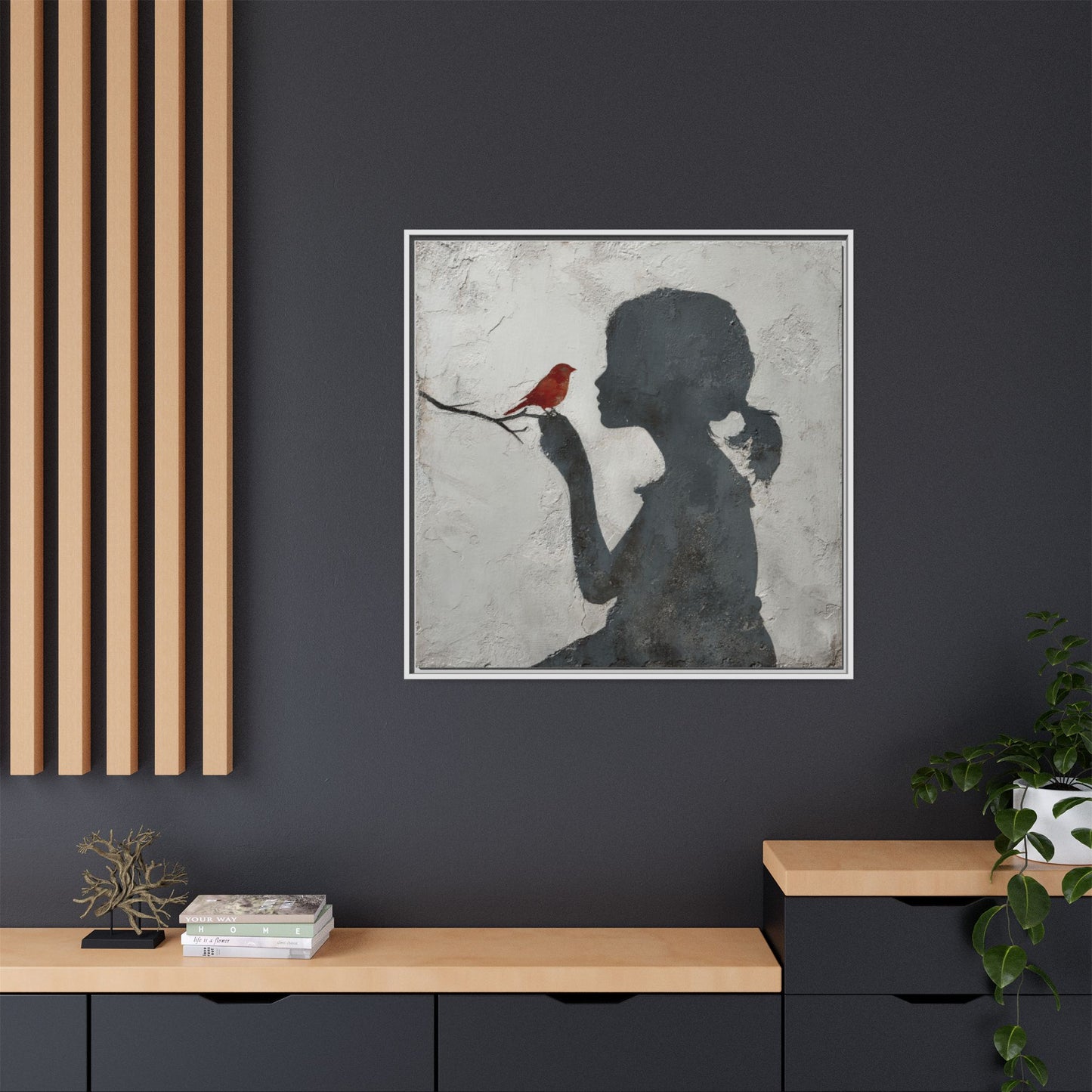 Child silhouette Square Framed Canvas Wall Art