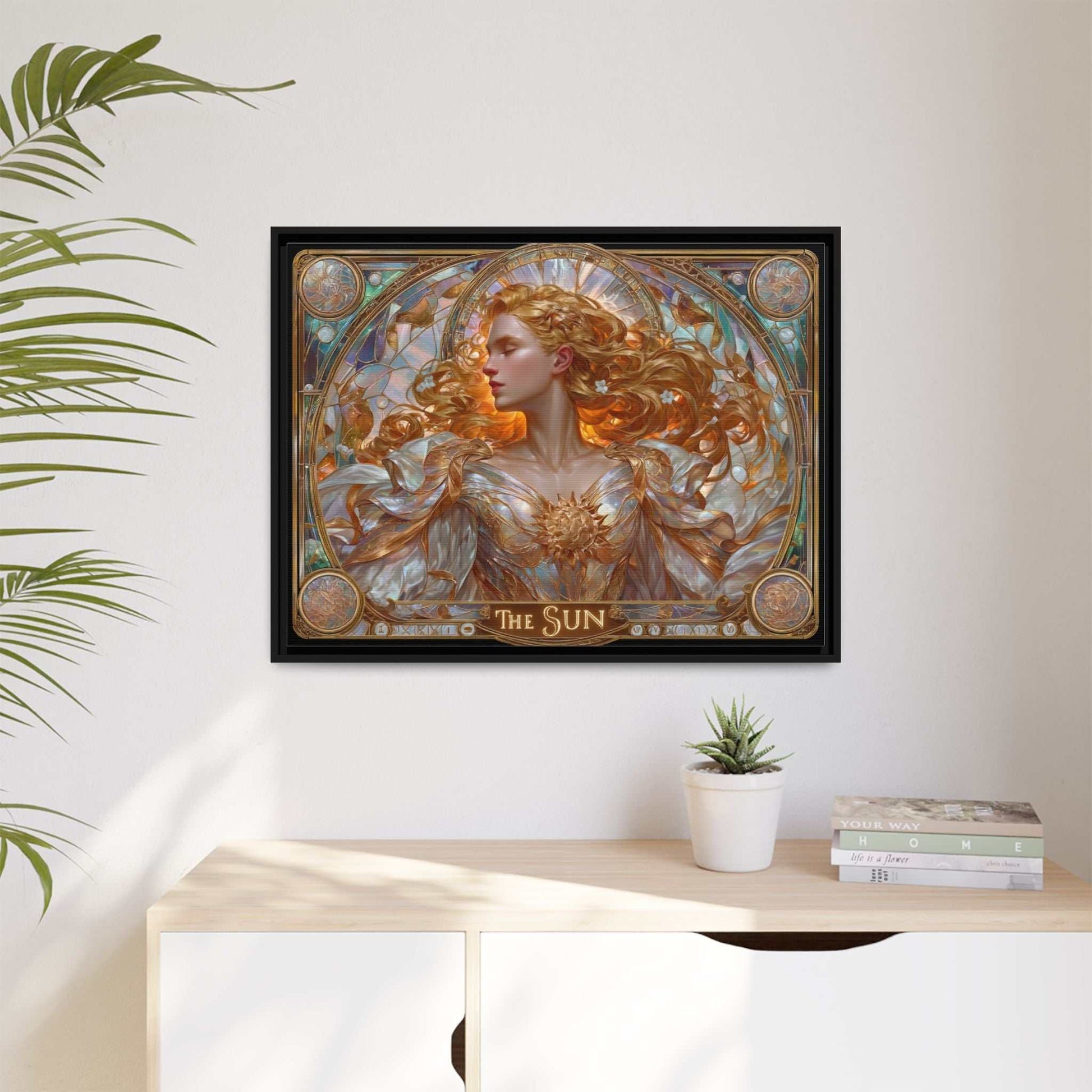 The Sun Woman Framed Canvas Wall Art