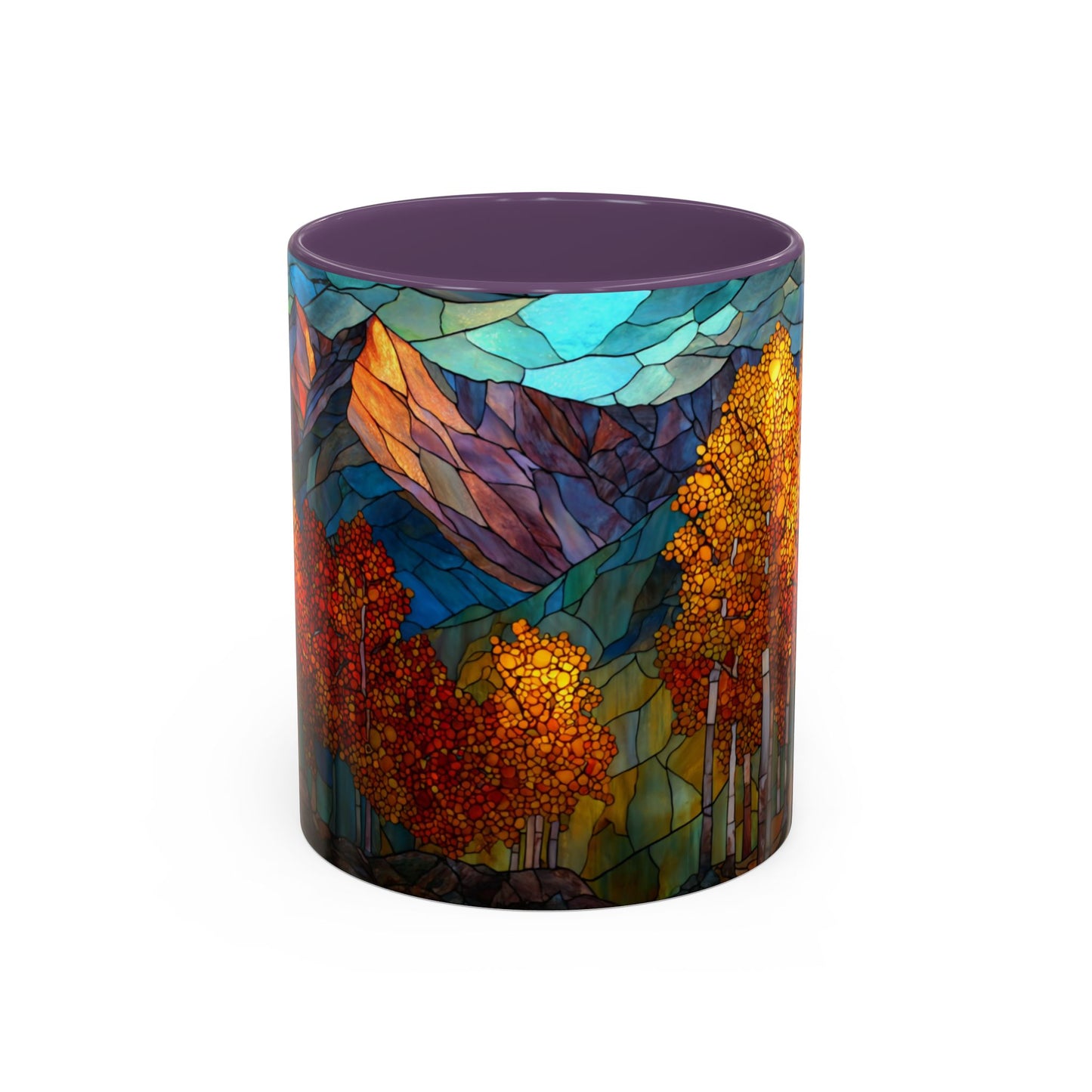 Autumn Mountain Stained Glass Effect Coffee Mug