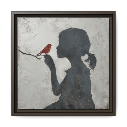 Child silhouette Square Framed Canvas Wall Art