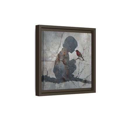 Child Silhouette Square Framed Canvas Wall Art