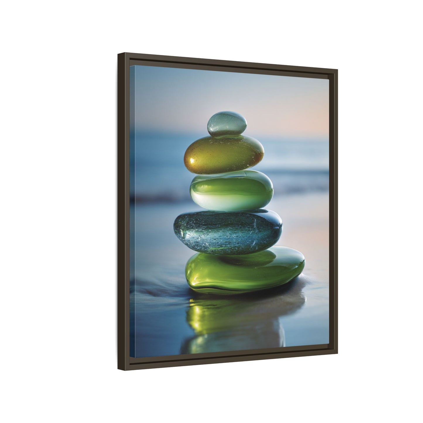 Calming Green Stones Framed Canvas Wall Art