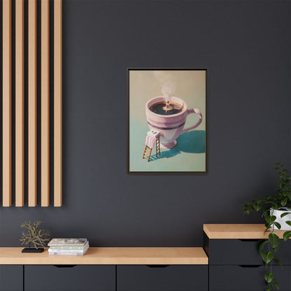 Funny Coffee Lover Framed Canvas Wall Art