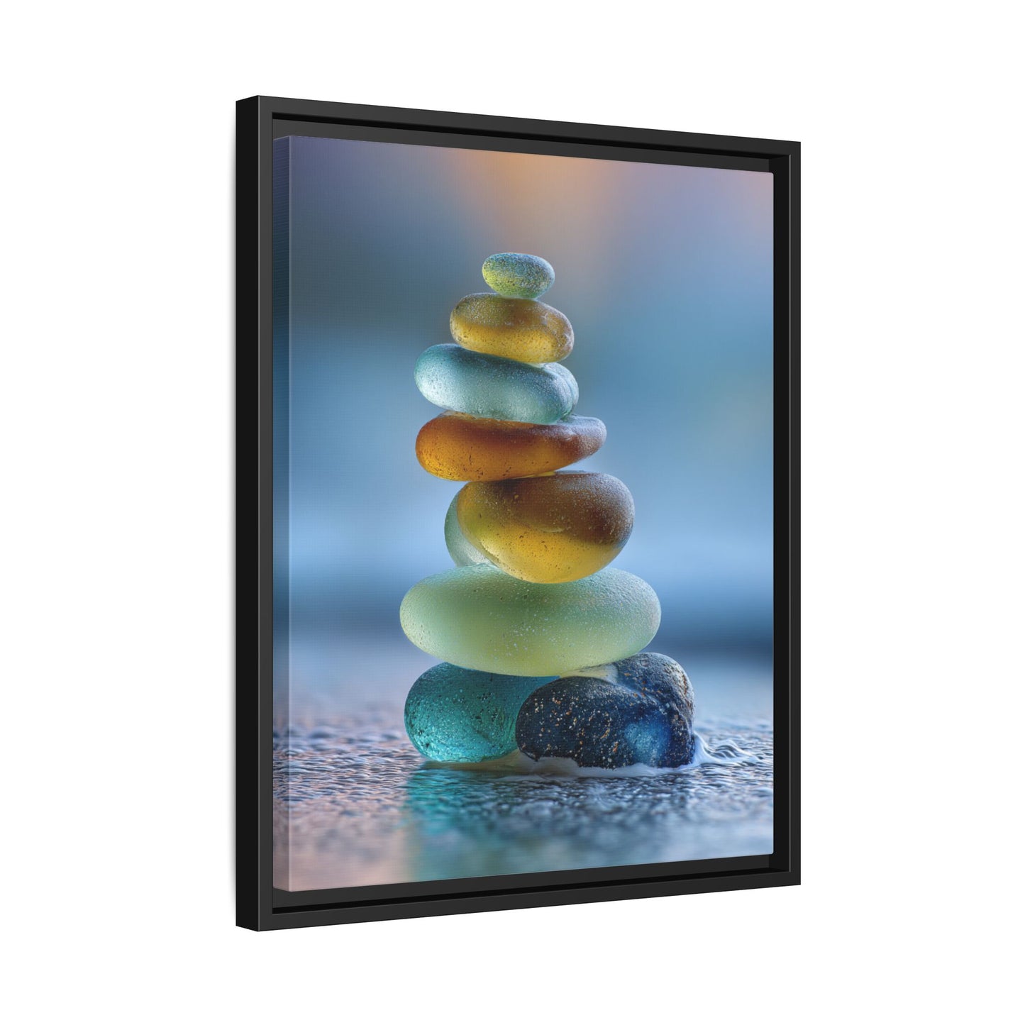 Calming Green Stones Framed Canvas Wall Art