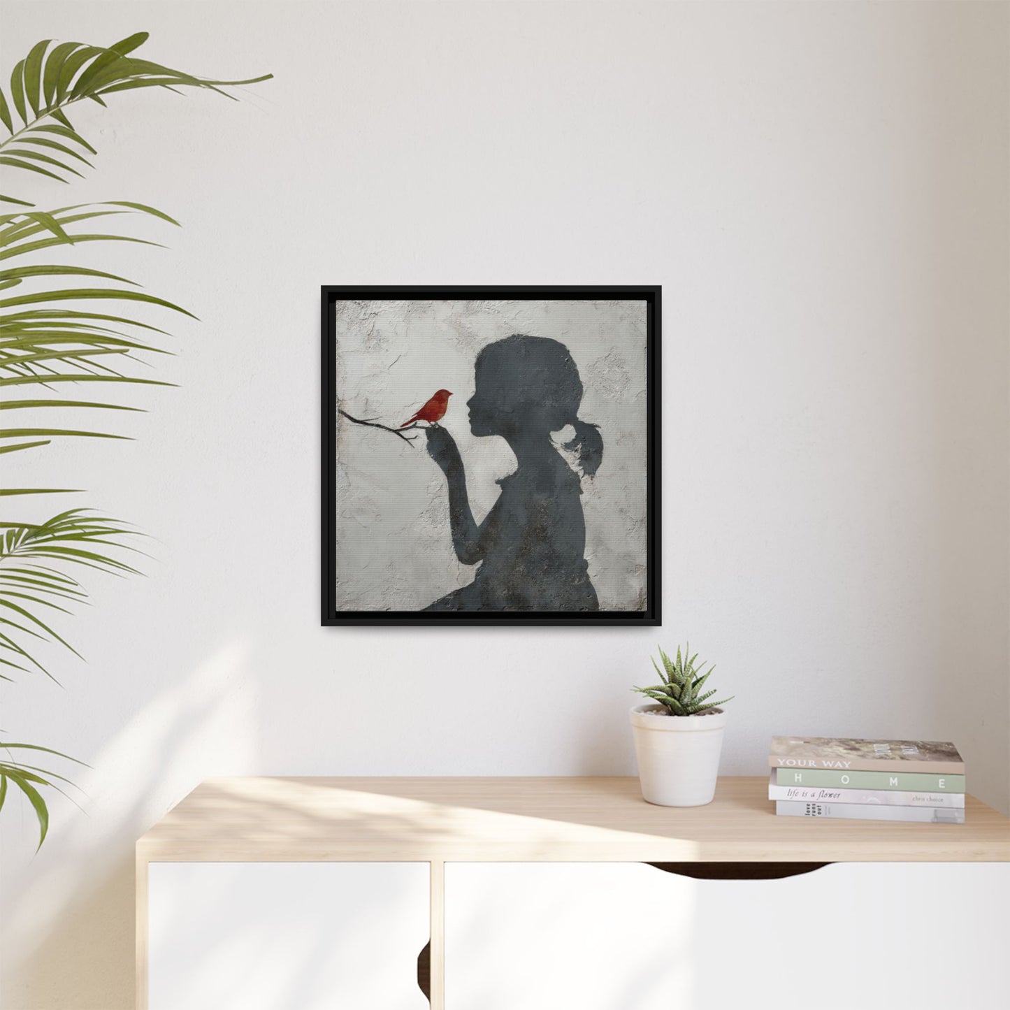 Child silhouette Square Framed Canvas Wall Art