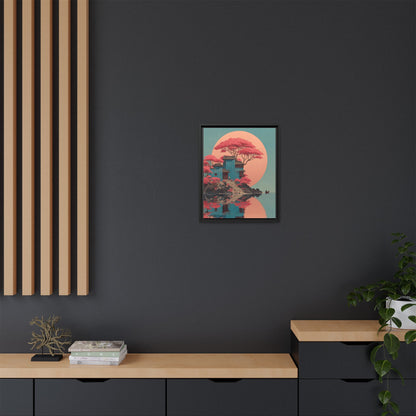 Red Moon Japandi Art Framed Canvas Wall Art