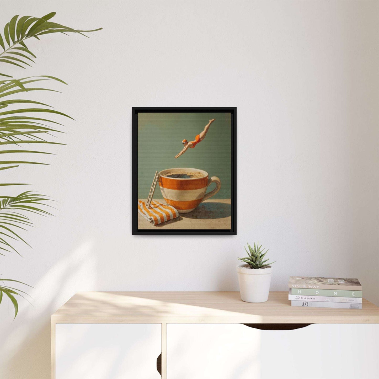 Retro Coffee Lover Framed Canvas