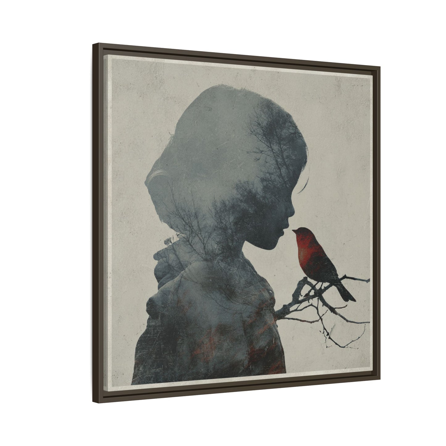 Child Silhouette Square Framed Canvas Wall Art