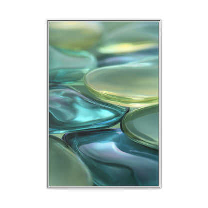 Abstract Green Stones Framed Canvas Wall Art