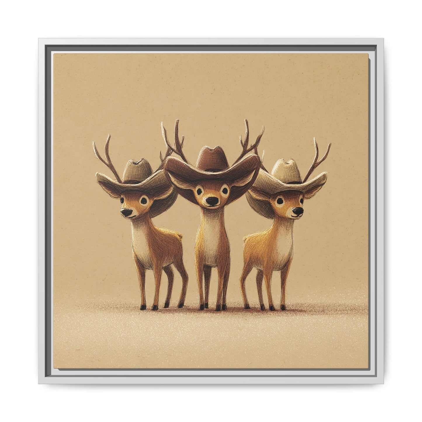Cowboy Reindeers Christmas Framed Canvas Wall Art