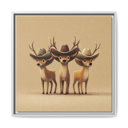 Cowboy Reindeers Christmas Framed Canvas Wall Art
