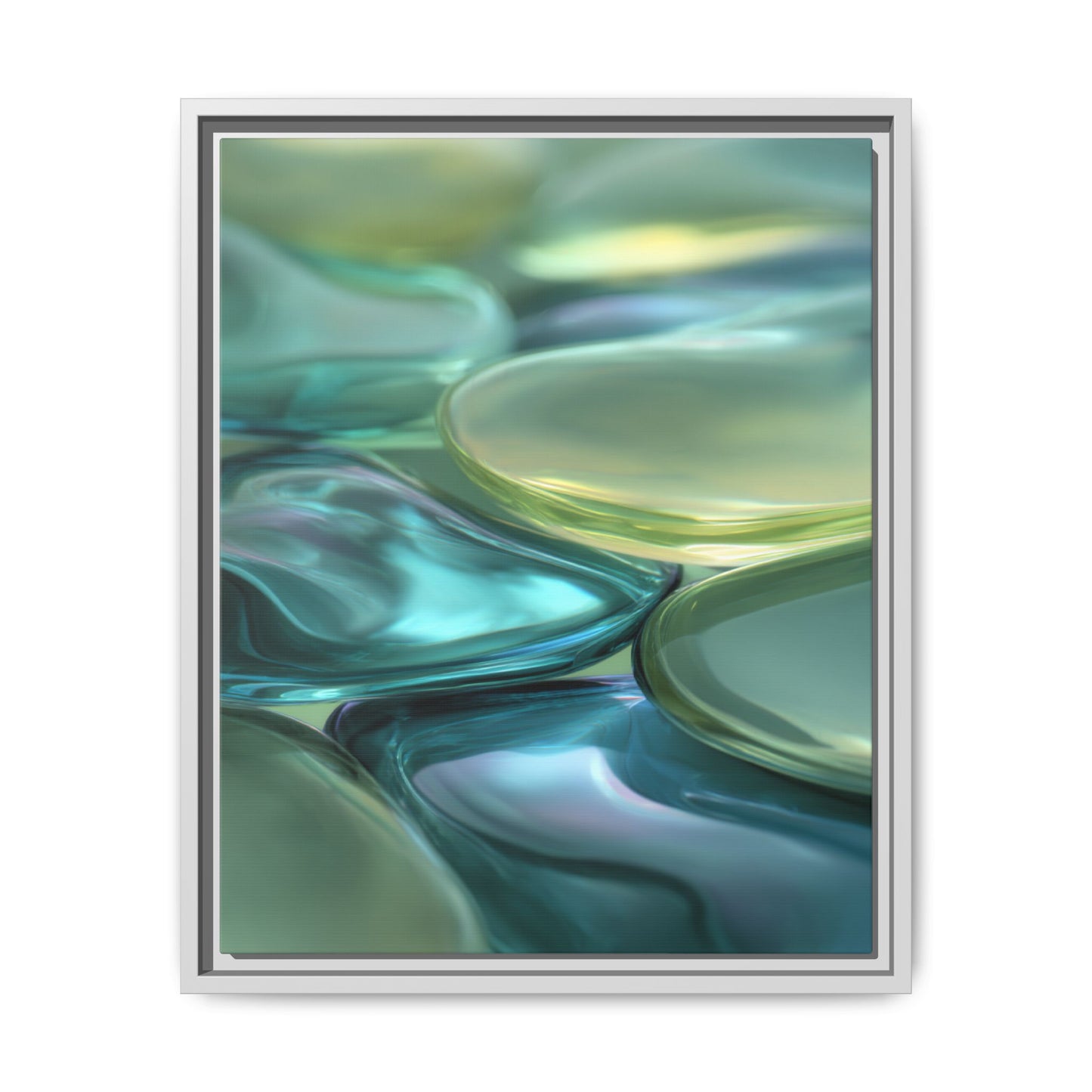 Abstract Green Stones Framed Canvas Wall Art