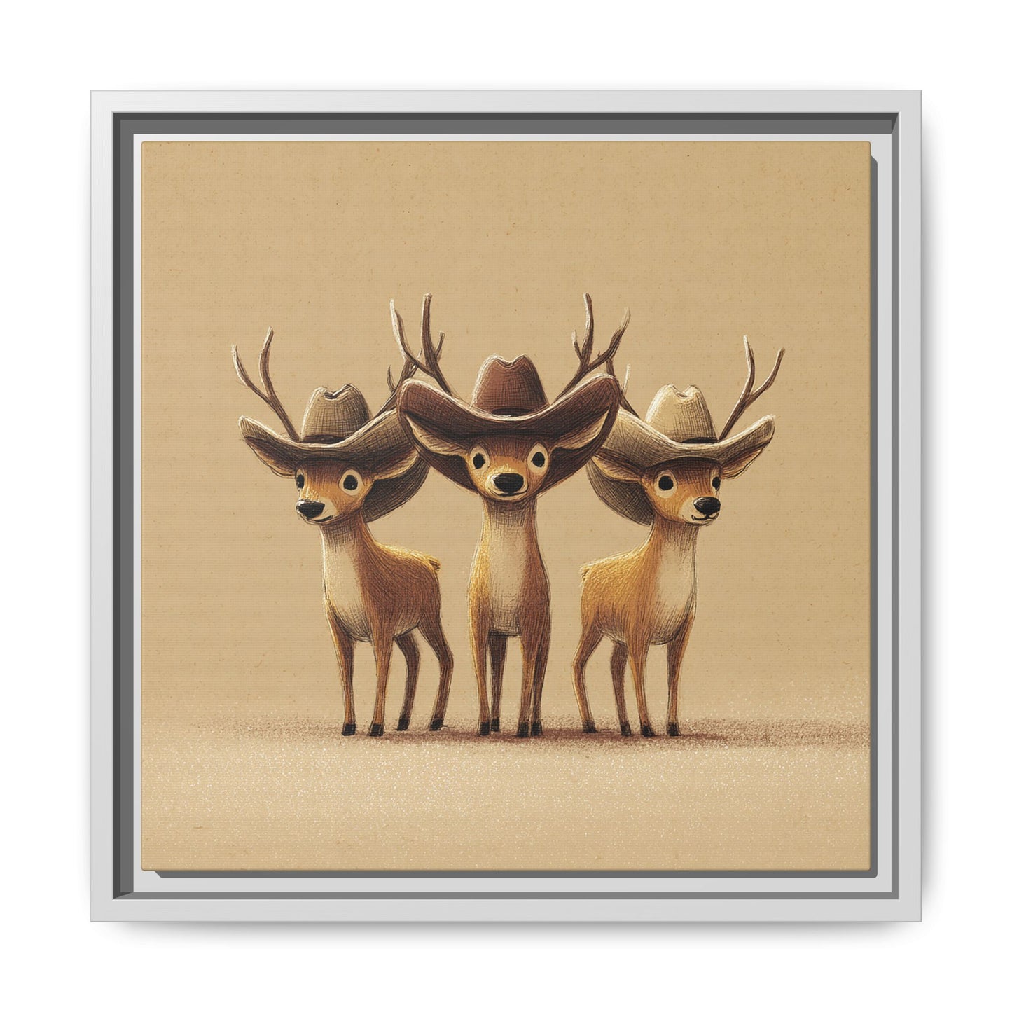 Cowboy Reindeers Christmas Framed Canvas Wall Art