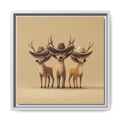 Cowboy Reindeers Christmas Framed Canvas Wall Art