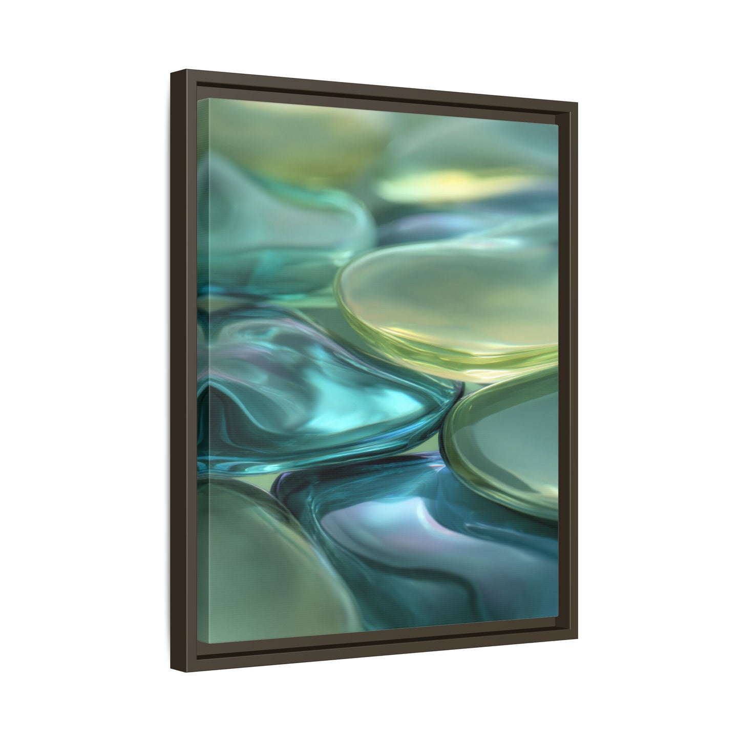 Abstract Green Stones Framed Canvas Wall Art