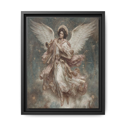 Archangel Playing Trumpet Framed Canvas Wall Art