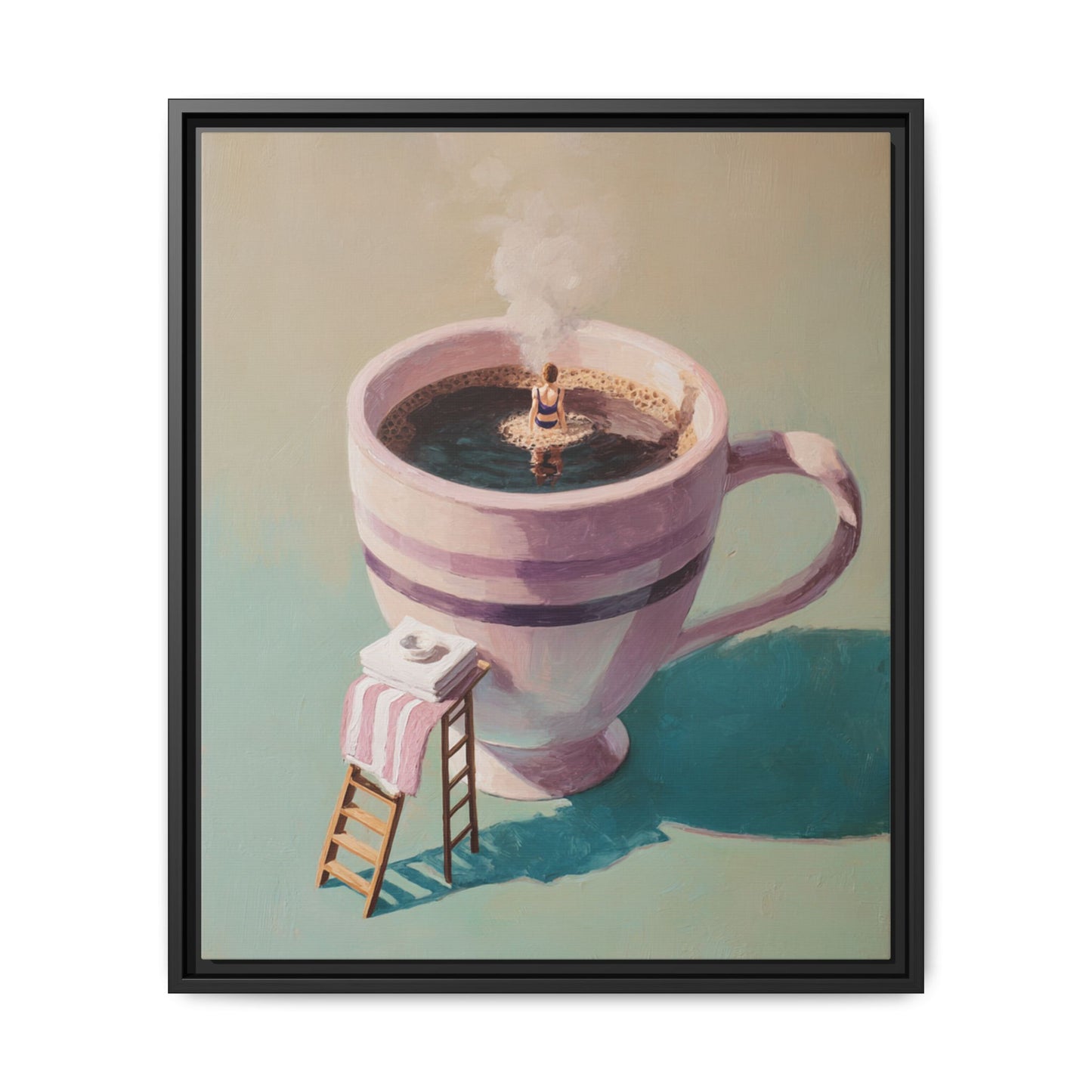 Funny Coffee Lover Framed Canvas Wall Art