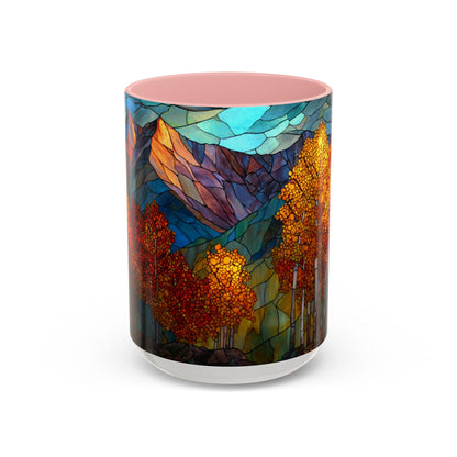 Autumn Mountain Stained Glass Effect Coffee Mug