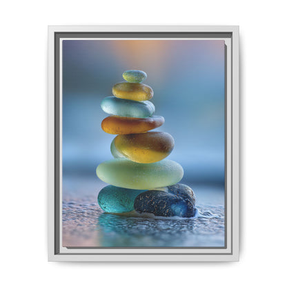 Calming Green Stones Framed Canvas Wall Art