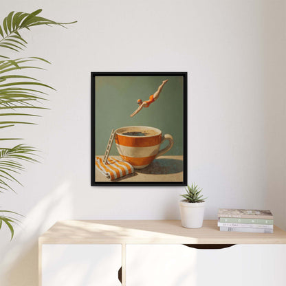 Retro Coffee Lover Framed Canvas