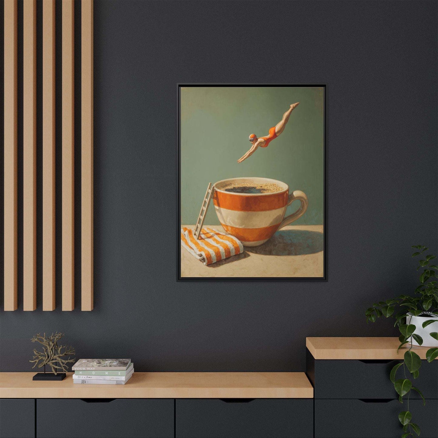 Retro Coffee Lover Framed Canvas